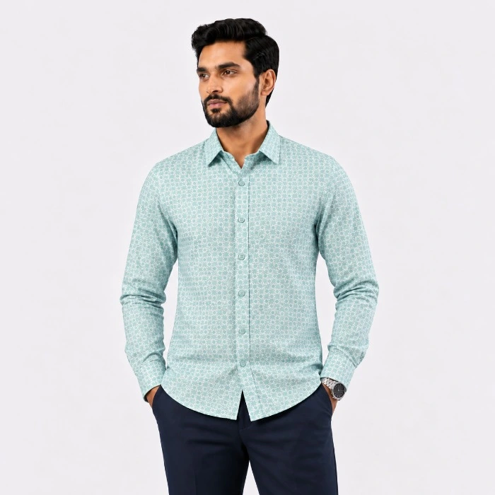 Signature Men S Casual Slim Fit Printed Long Sleeve Shirt